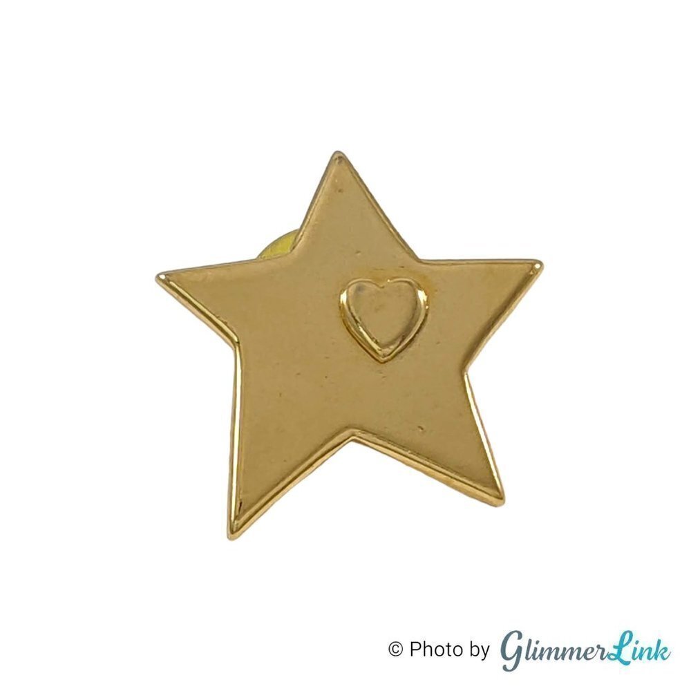 Star with Embossed Heart Gold Tone Pin